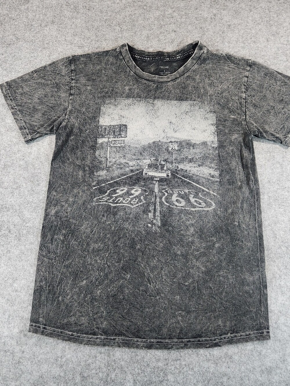 Maurices Black Washed Route 66 Graphic Tee - Faded Road Scene Small